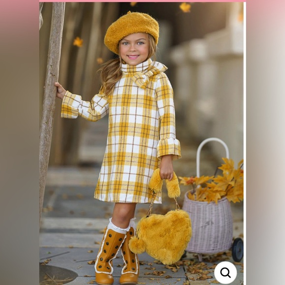 Mia Belle Girls Other - Mia Belle Girls Golden Girl Marigold Flannel Dress Size 10/12 NWT